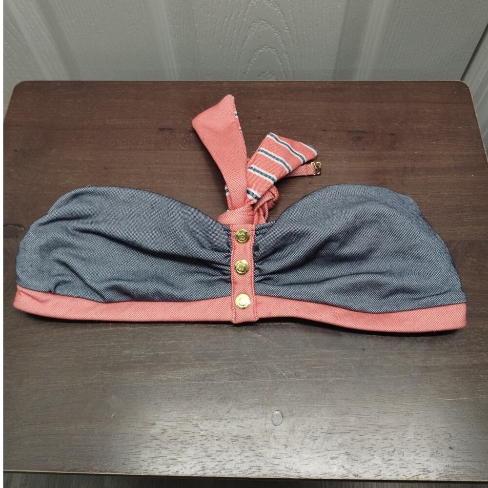 Tommy Hilfiger NWT Size Medium Core Navy Bandeau Swimsuit Strapless Bikini Top